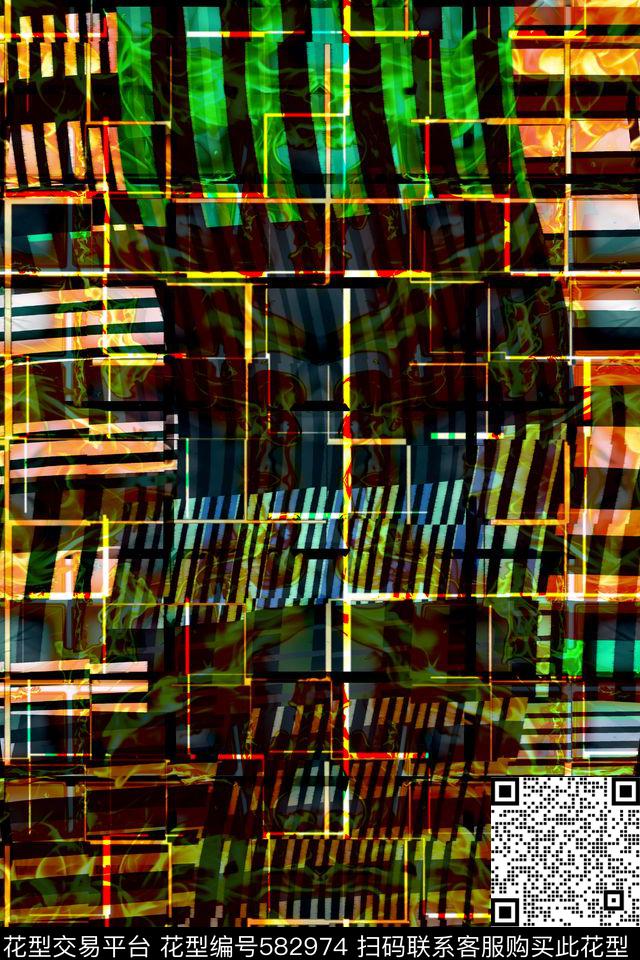 休闲几何拼贴抽象数码印花华亿平台下载（图片编号: 582974） - 瓦栏（Walan）