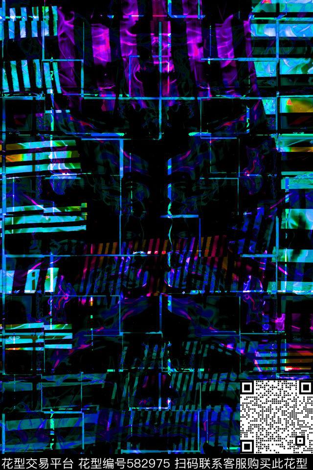 休闲几何拼贴抽象数码印花华亿平台下载（图片编号: 582975） - 瓦栏（Walan）