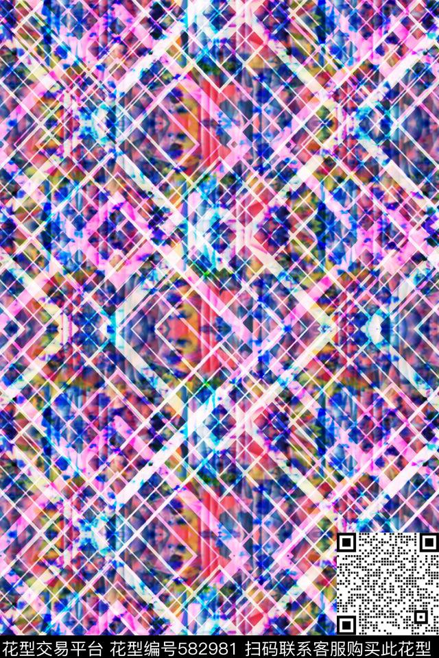 休闲几何拼接破碎色彩拼接数码印花华亿平台下载（图片编号: 582981） - 瓦栏（Walan）