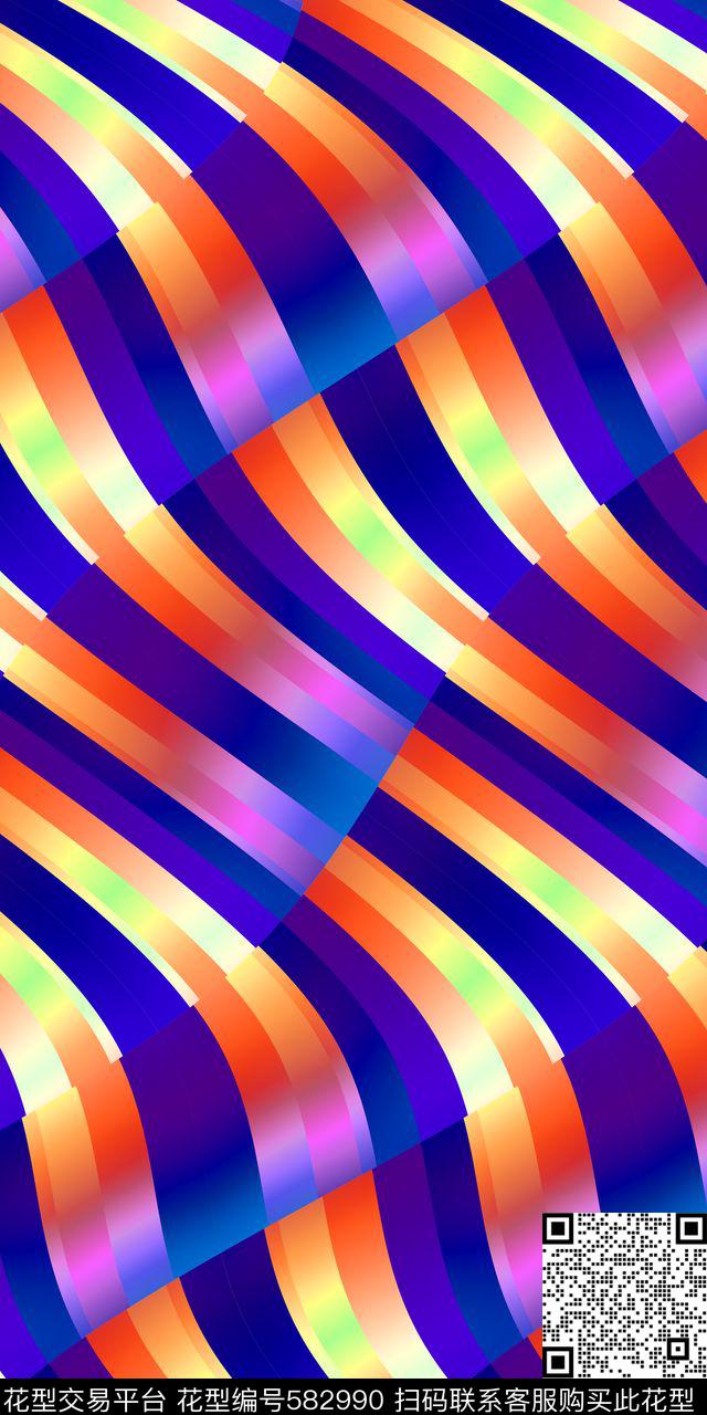 抽象、渐变、线条数码印花华亿平台下载（图片编号: 582990） - 瓦栏（Walan）