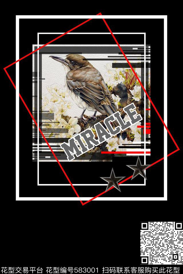 时尚潮牌鸟兽动物男装潮流数码印花华亿平台下载（图片编号: 583001） - 瓦栏（Walan）