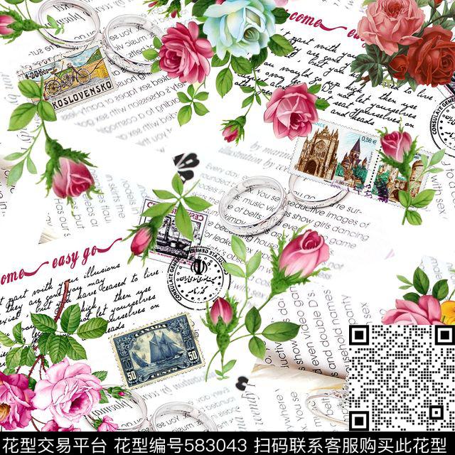 休闲风玫瑰戒指文字数码印花华亿平台下载（图片编号: 583043） - 瓦栏（Walan）