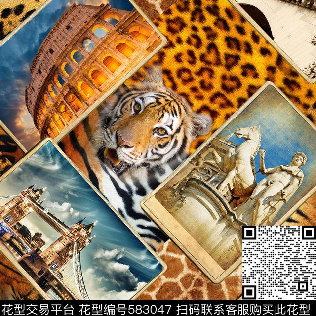 休闲风动物风景数码印花华亿平台下载（图片编号: 583047） - 瓦栏（Walan）