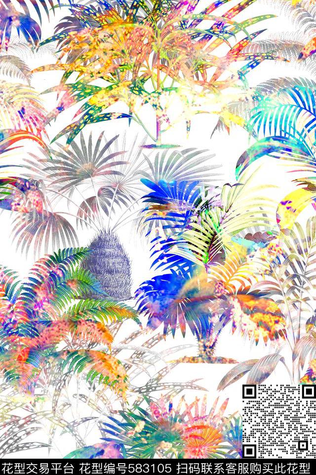 水彩笔触手绘数码印花华亿平台下载（图片编号: 583105） - 瓦栏（Walan）