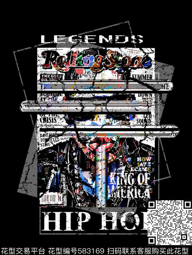 嘻哈街头风纹理人物肖像数码印花华亿平台下载（图片编号: 583169） - 瓦栏（Walan）