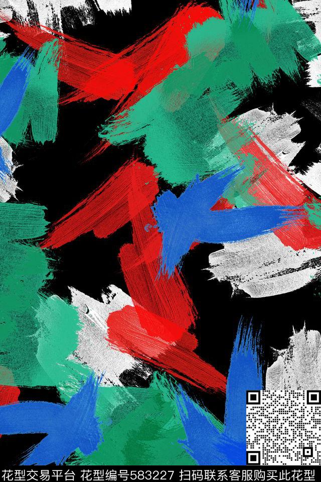 抽象女装纹理笔触传统印花华亿平台下载（图片编号: 583227） - 瓦栏（Walan）