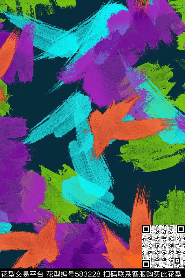 抽象女装纹理笔触传统印花华亿平台下载（图片编号: 583228） - 瓦栏（Walan）