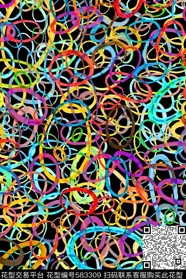 抽象几何手绘数码印花华亿平台下载（图片编号: 583309） - 瓦栏（Walan）