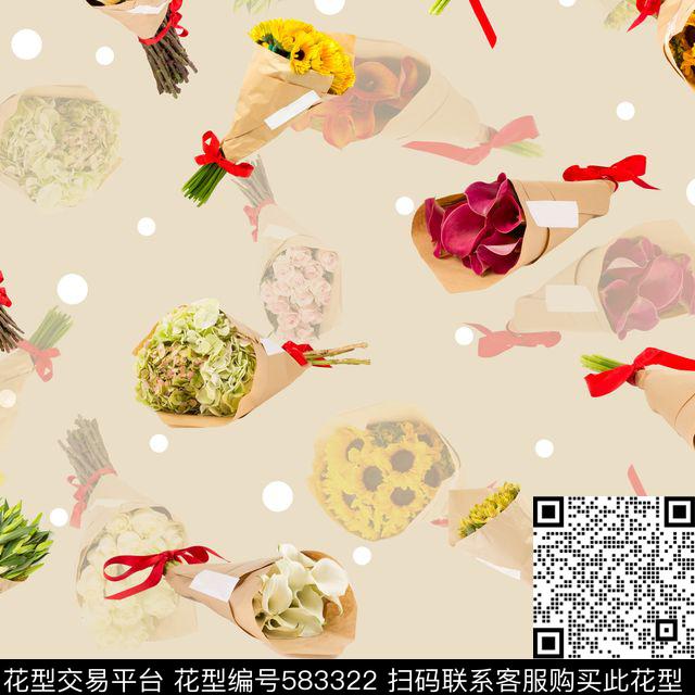 花卉郁金香向日葵数码印花华亿平台下载（图片编号: 583322） - 瓦栏（Walan）