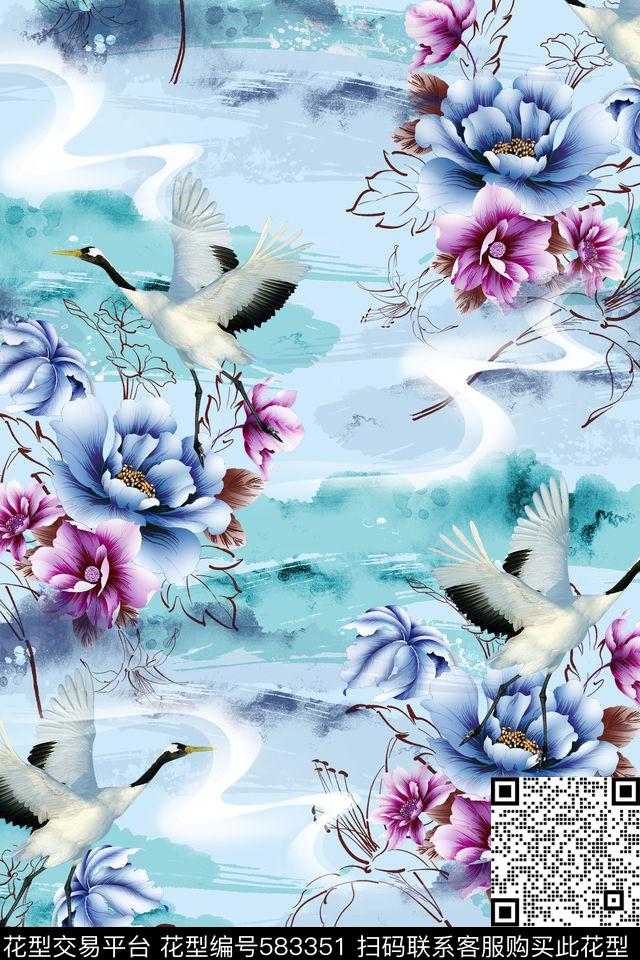花卉云雾羽希--高端原创数码印花华亿平台下载（图片编号: 583351） - 瓦栏（Walan）