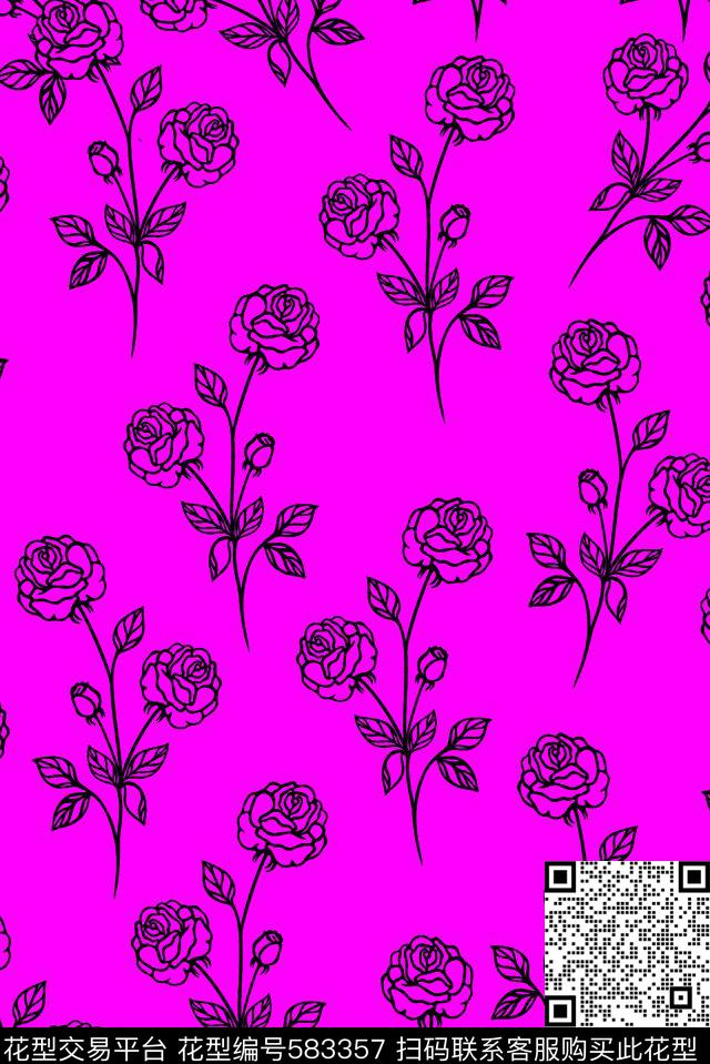 时尚简单大方手绘花卉服装旗袍裙子衬衣简单大方手绘花卉花卉传统印花华亿平台下载（图片编号: 583357） - 瓦栏（Walan）