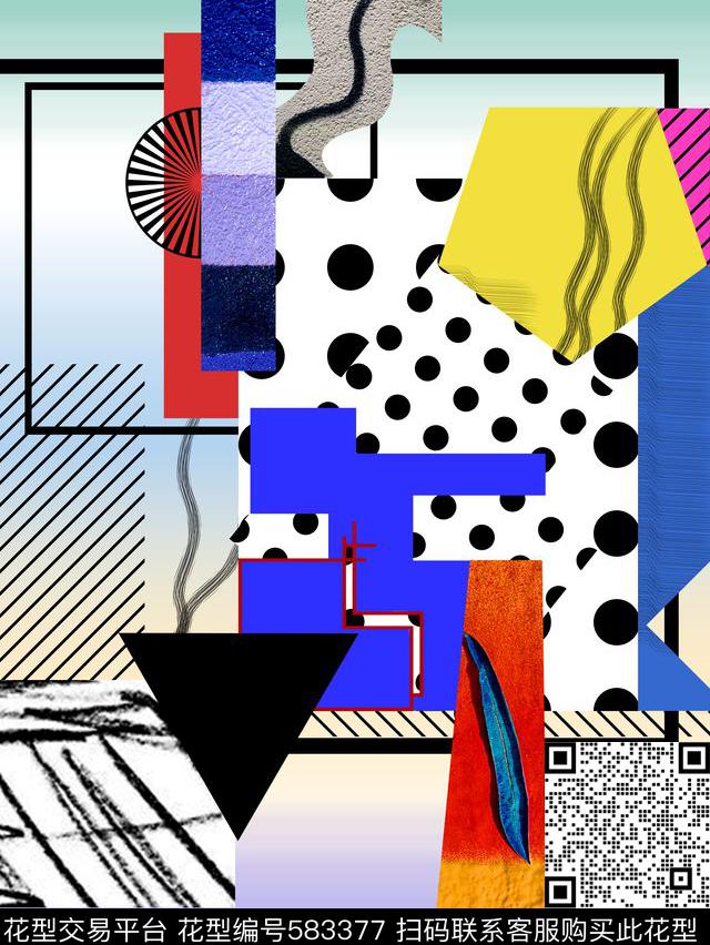 几何定位拼贴数码印花华亿平台下载（图片编号: 583377） - 瓦栏（Walan）