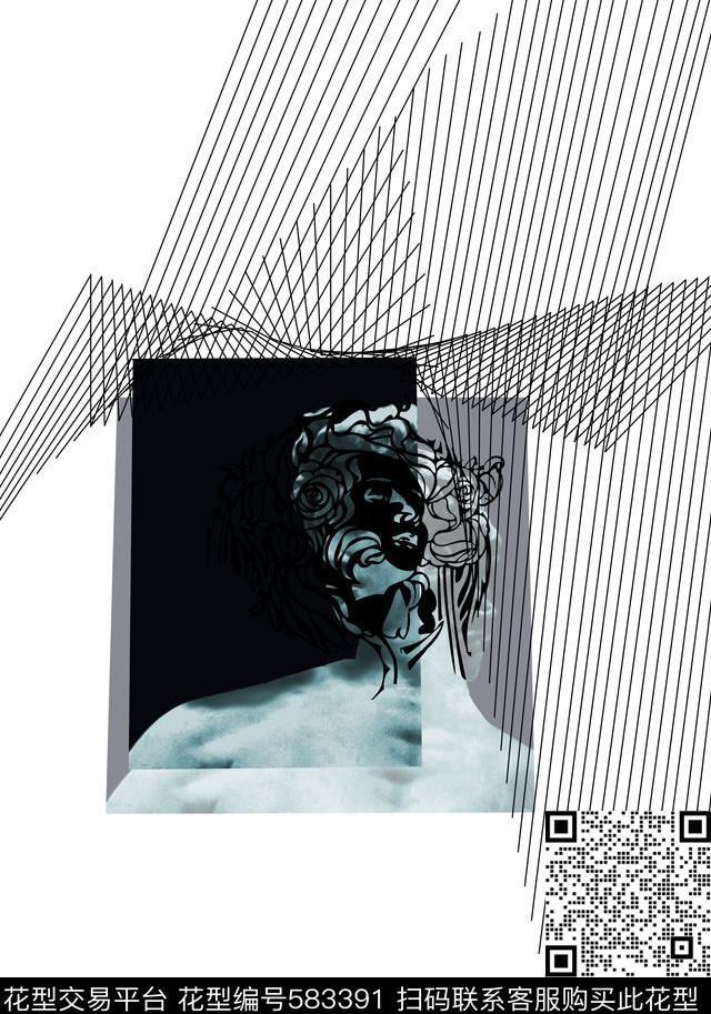 数码印花石膏头像线条数码印花华亿平台下载（图片编号: 583391） - 瓦栏（Walan）