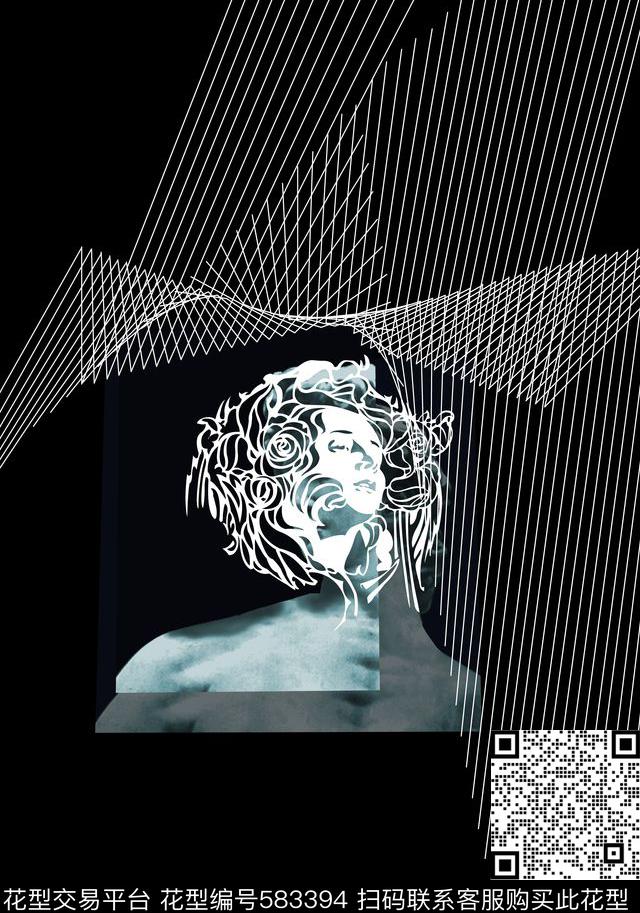 数码印花石膏头像线条数码印花华亿平台下载（图片编号: 583394） - 瓦栏（Walan）