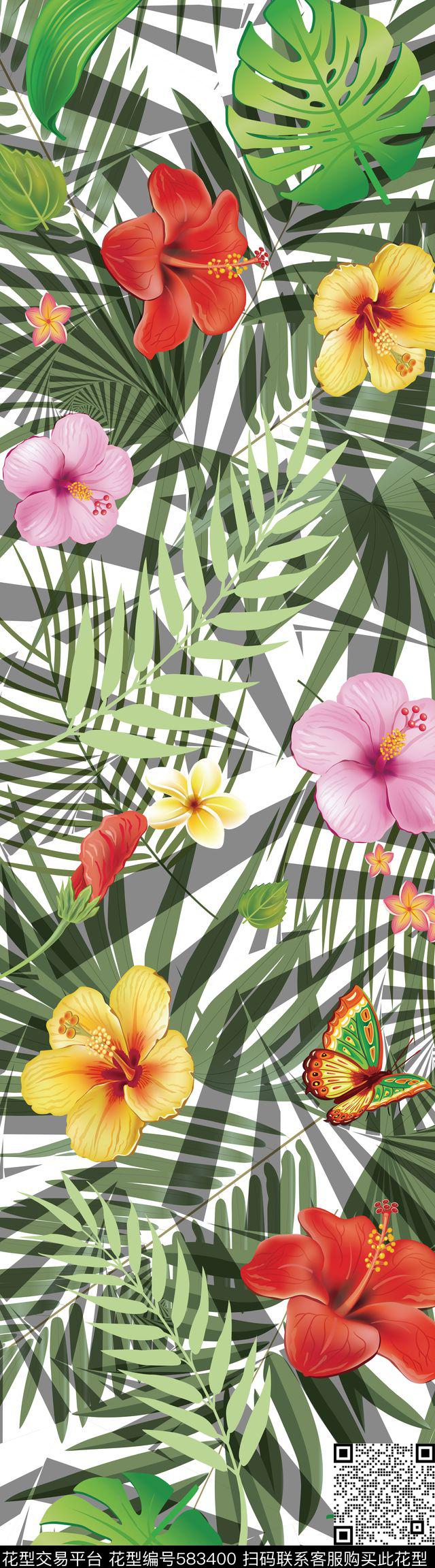 热带长巾简洁明快时尚大方长巾丝巾数码印花华亿平台下载（图片编号: 583400） - 瓦栏（Walan）