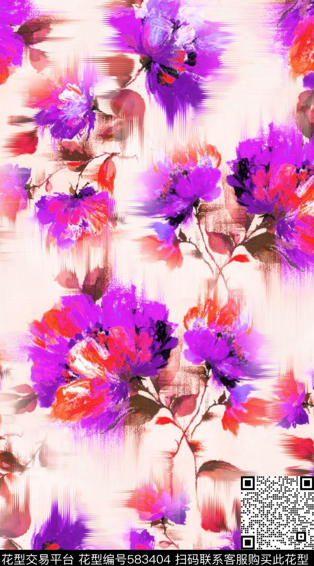 水彩花卉大花卉花卉数码印花华亿平台下载（图片编号: 583404） - 瓦栏（Walan）