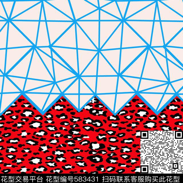 几何拼接豹纹几何传统印花华亿平台下载（图片编号: 583431） - 瓦栏（Walan）