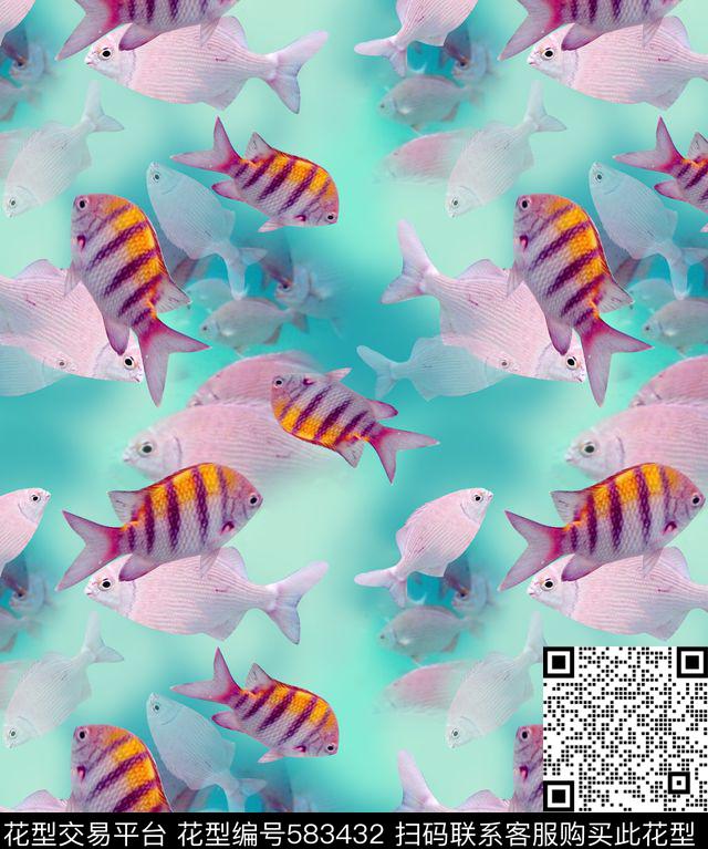 海底世界鱼女装裙数码印花华亿平台下载（图片编号: 583432） - 瓦栏（Walan）