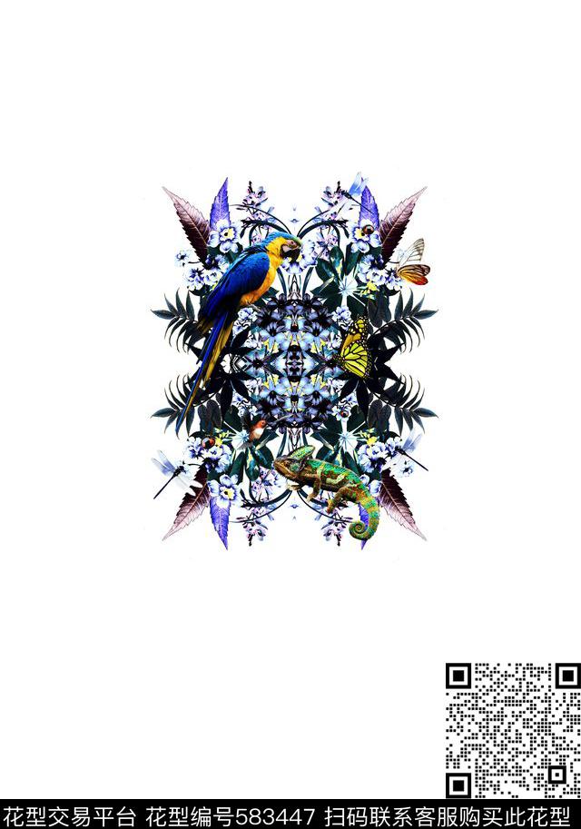 时尚数码印花花鸟数码印花华亿平台下载（图片编号: 583447） - 瓦栏（Walan）