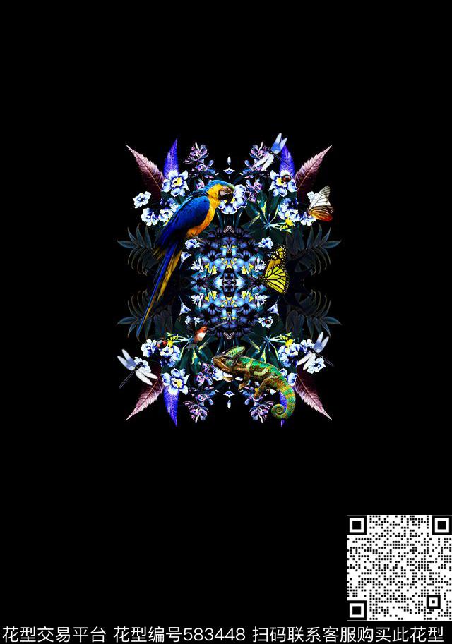 时尚数码印花花鸟数码印花华亿平台下载（图片编号: 583448） - 瓦栏（Walan）