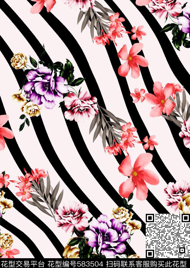都市花卉线条传统印花华亿平台下载（图片编号: 583504） - 瓦栏（Walan）