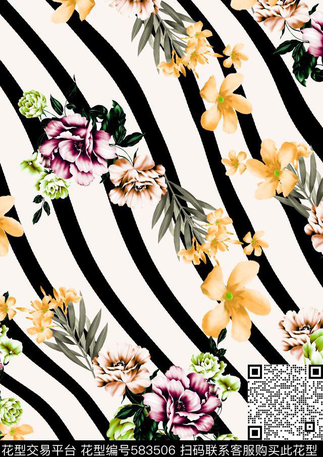 都市花卉线条传统印花华亿平台下载（图片编号: 583506） - 瓦栏（Walan）