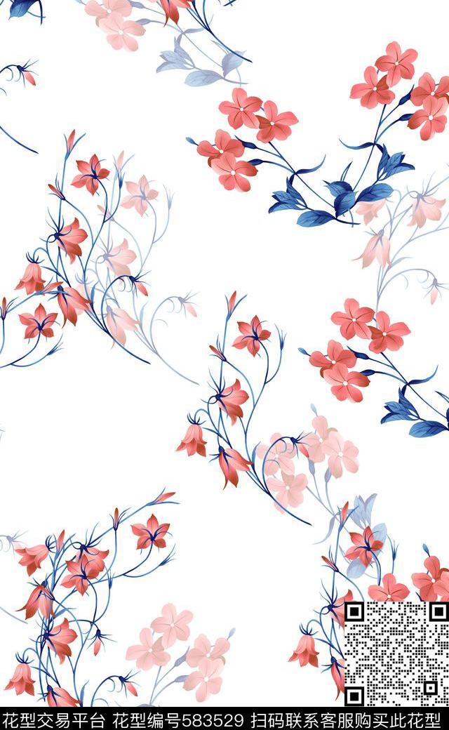 小花潮流女装家纺数码印花华亿平台下载（图片编号: 583529） - 瓦栏（Walan）