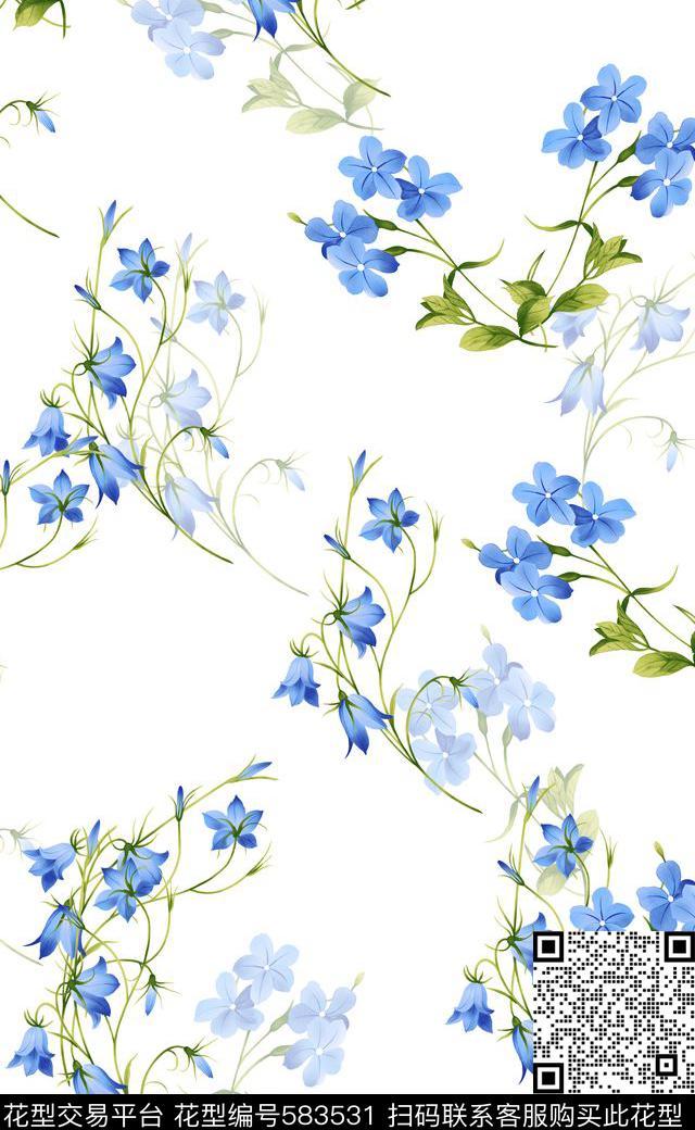 小花潮流女装家纺数码印花华亿平台下载（图片编号: 583531） - 瓦栏（Walan）