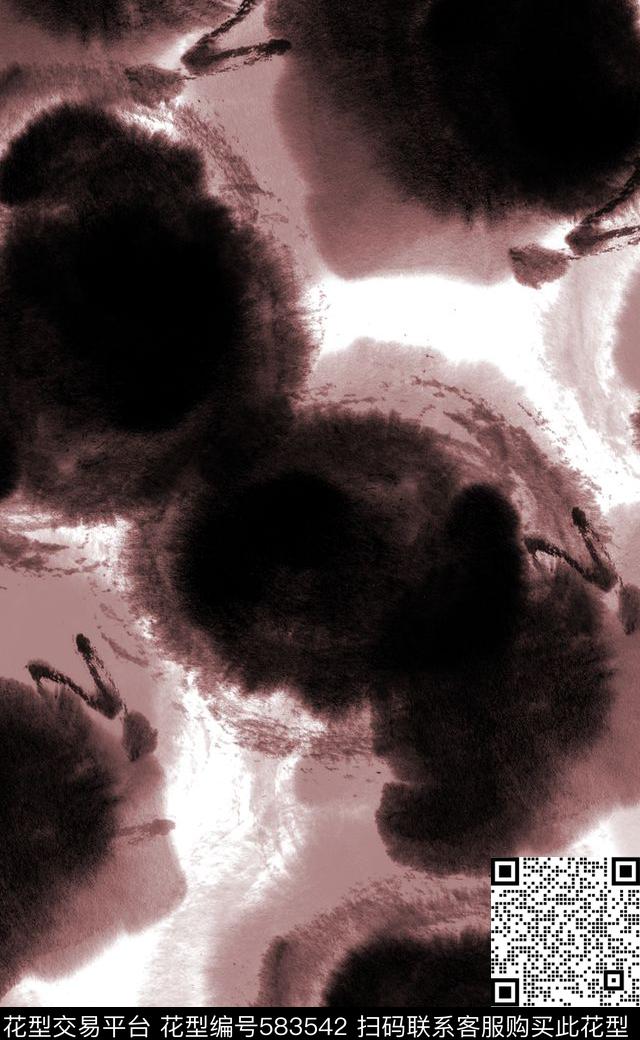 水墨中国风潮流连衣裙数码印花华亿平台下载（图片编号: 583542） - 瓦栏（Walan）