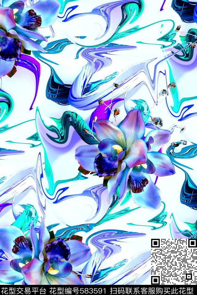 时尚大牌欧美风格花卉春夏华亿平台数码印花华亿平台下载（图片编号: 583591） - 瓦栏（Walan）