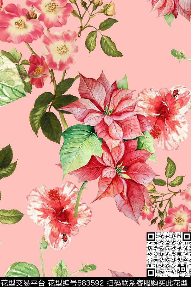 时尚大牌欧美风格花卉春夏华亿平台数码印花华亿平台下载（图片编号: 583592） - 瓦栏（Walan）