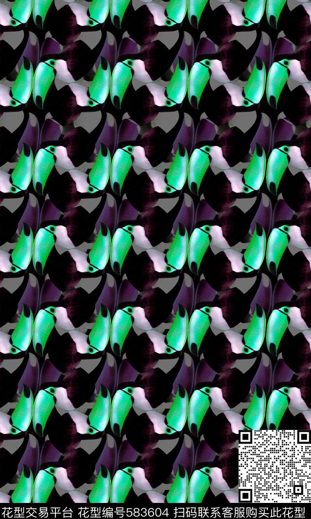 民族风鸟鸟头数码印花华亿平台下载（图片编号: 583604） - 瓦栏（Walan）