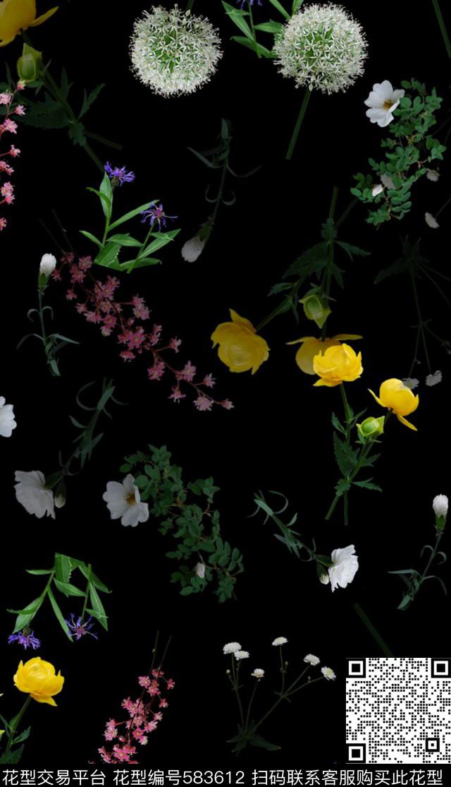 浪漫花卉波西米亚蒲公英数码印花华亿平台下载（图片编号: 583612） - 瓦栏（Walan）