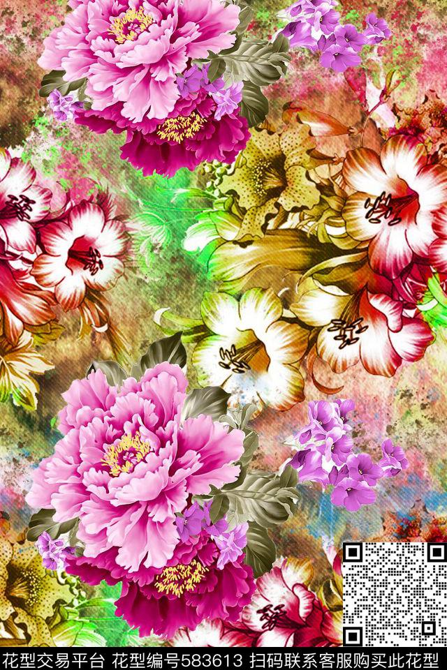 花卉格子创新数码印花华亿平台下载（图片编号: 583613） - 瓦栏（Walan）