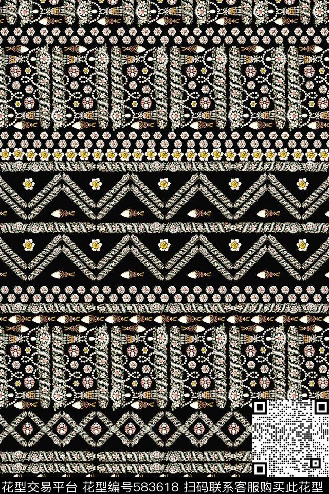 花卉民族风传统印花华亿平台下载（图片编号: 583618） - 瓦栏（Walan）