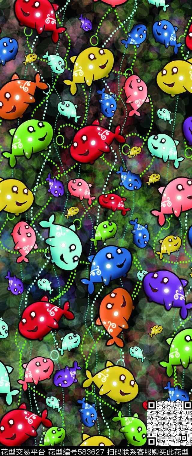 可爱卡通图案小鱼传统印花华亿平台下载（图片编号: 583627） - 瓦栏（Walan）