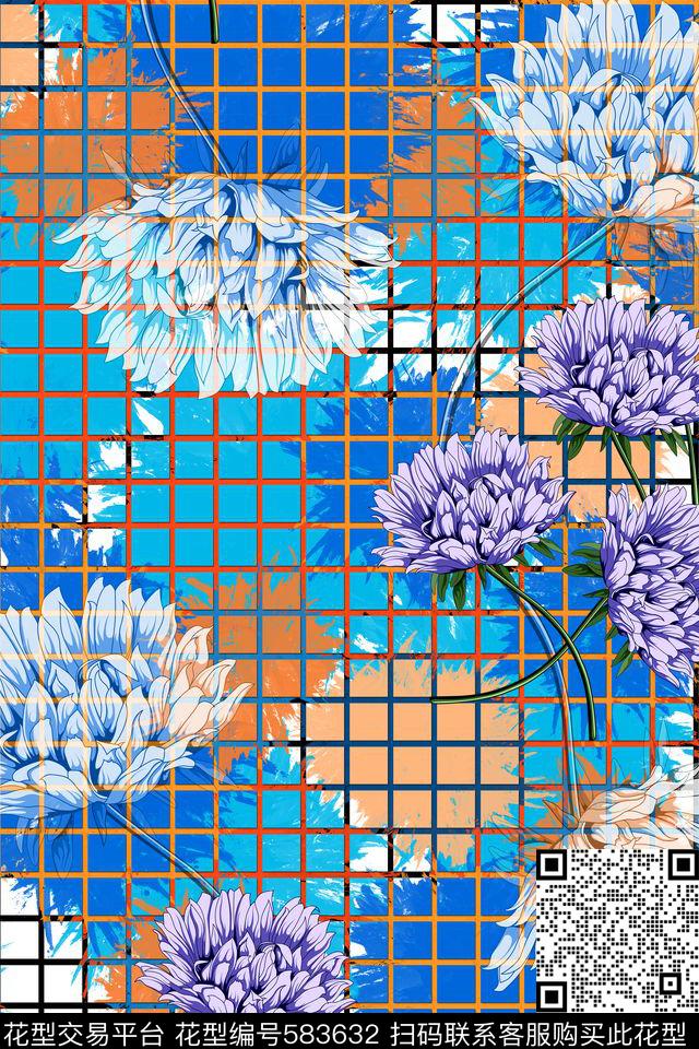 L.D~手绘L.D~笔刷L.D~花卉传统印花华亿平台下载（图片编号: 583632） - 瓦栏（Walan）