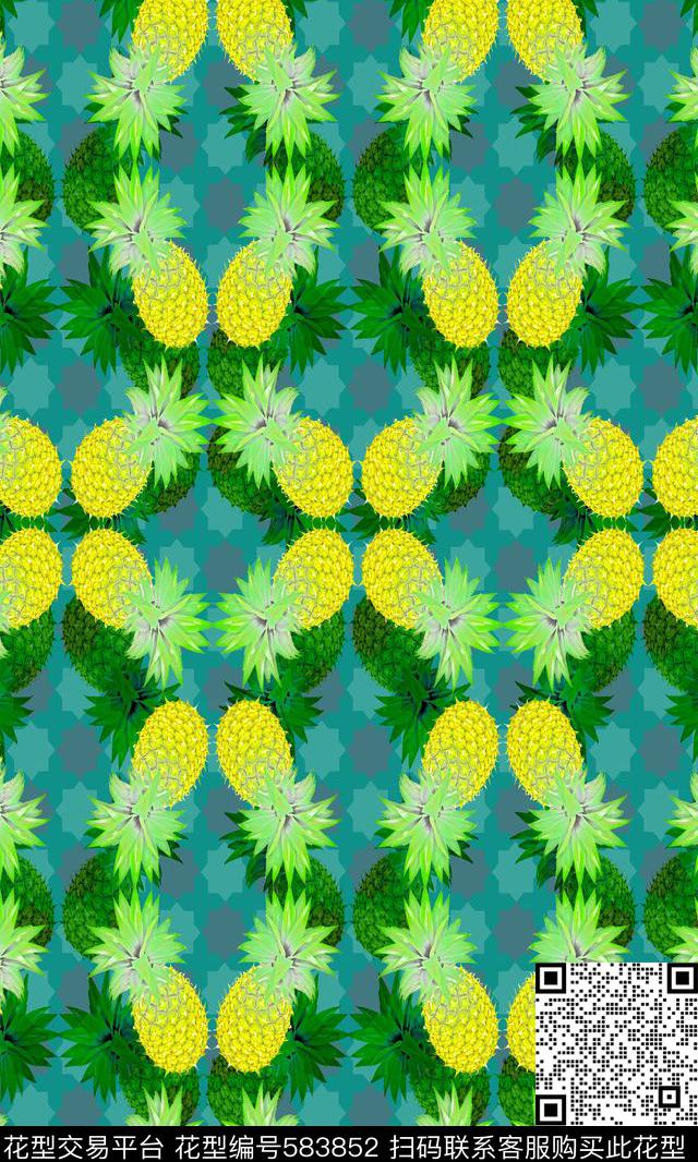 热带植被菠萝机理底数码印花华亿平台下载（图片编号: 583852） - 瓦栏（Walan）