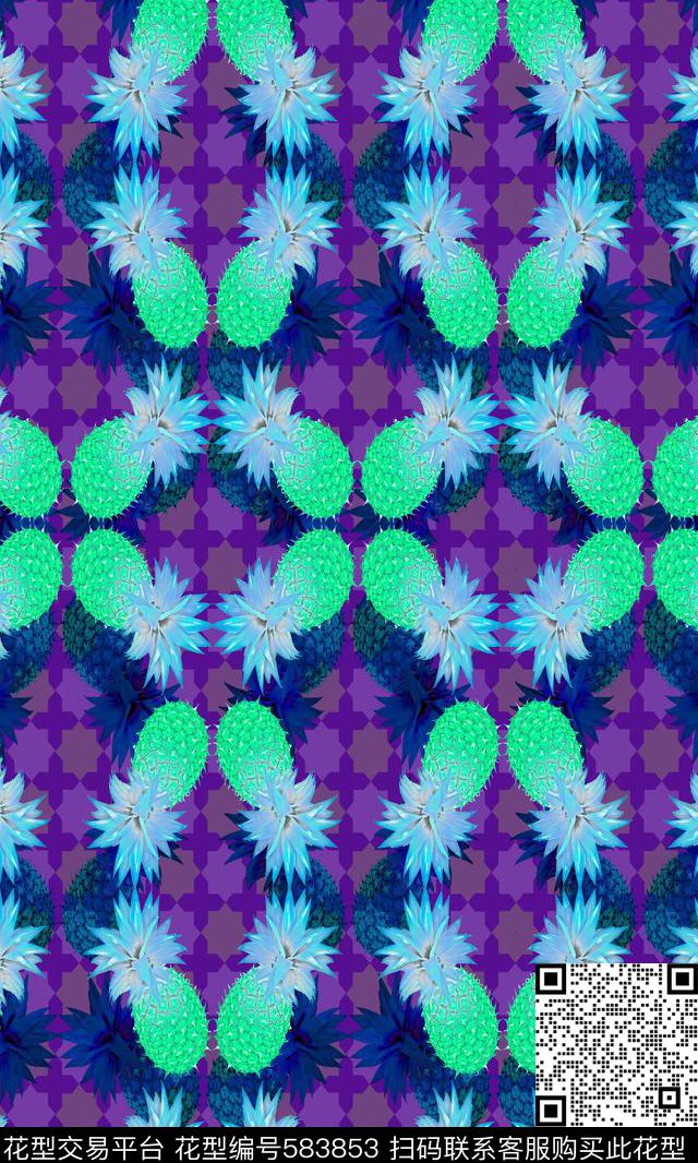 热带植被菠萝机理底数码印花华亿平台下载（图片编号: 583853） - 瓦栏（Walan）