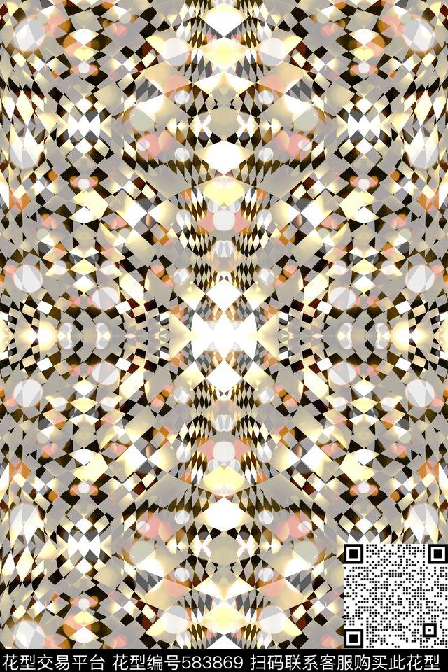 抽象几何幻觉数码印花华亿平台下载（图片编号: 583869） - 瓦栏（Walan）