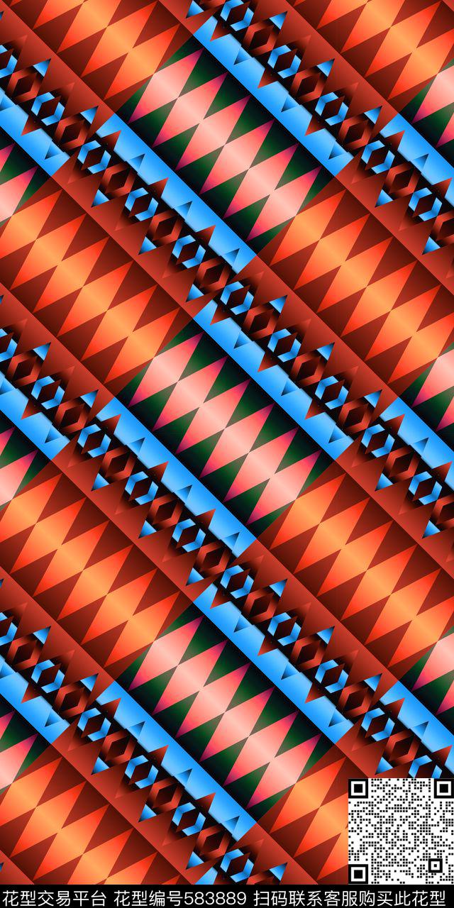 数码、几何、斜条、波纹感数码印花华亿平台下载（图片编号: 583889） - 瓦栏（Walan）