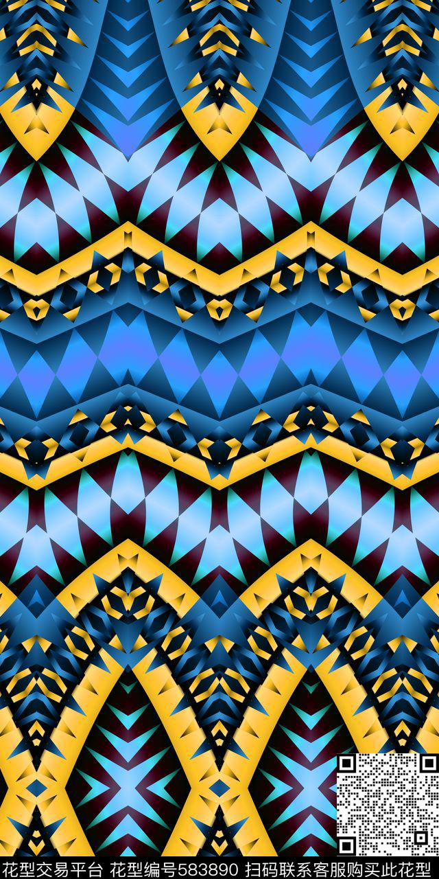 数码、几何、对称、抽象数码印花华亿平台下载（图片编号: 583890） - 瓦栏（Walan）