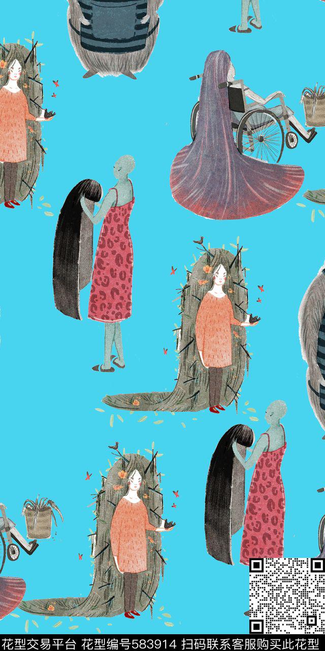 卡通人物插画数码印花华亿平台下载（图片编号: 583914） - 瓦栏（Walan）