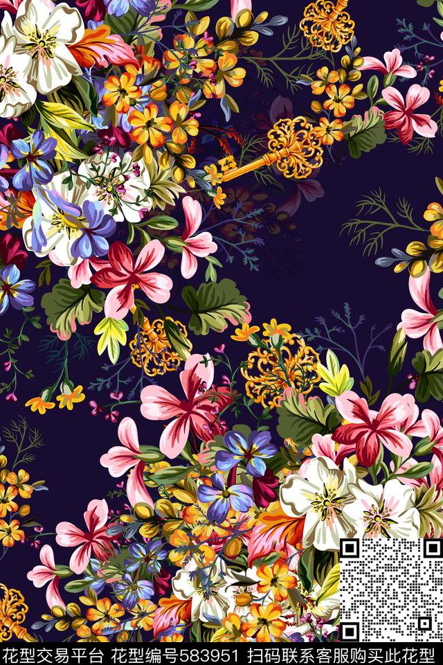 复古田园风花卉数码印花华亿平台下载（图片编号: 583951） - 瓦栏（Walan）