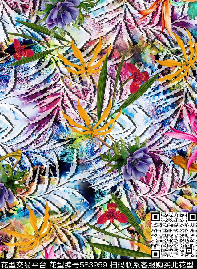 女装抽象面料数码印花华亿平台下载（图片编号: 583959） - 瓦栏（Walan）