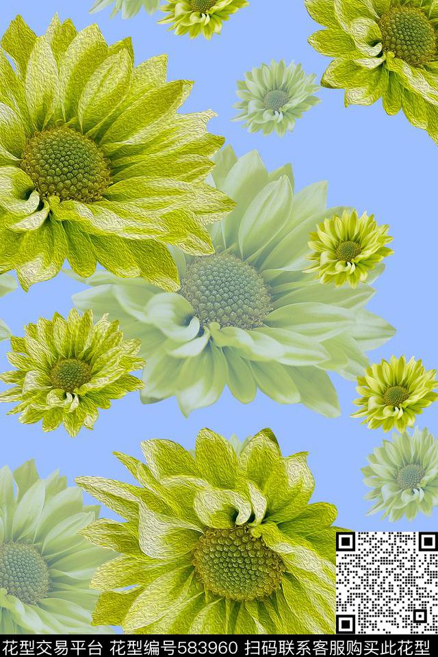 潮流时尚大牌花卉大花数码印花华亿平台下载（图片编号: 583960） - 瓦栏（Walan）