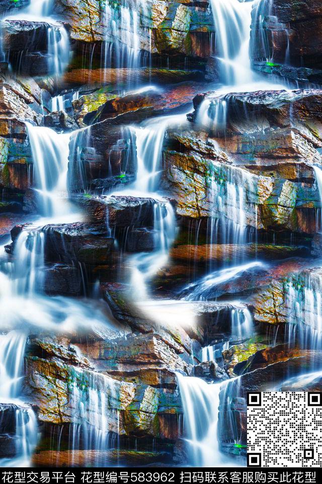 潮流时尚大牌风景肌理数码印花华亿平台下载（图片编号: 583962） - 瓦栏（Walan）