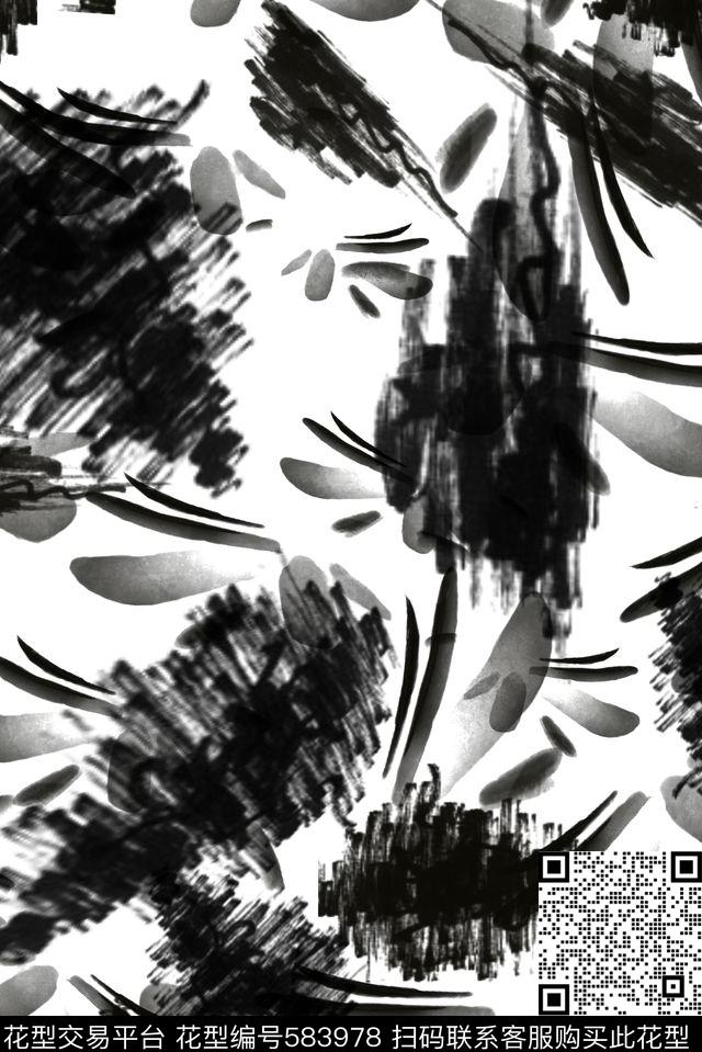 零点--抽象零点--男装黑白传统印花华亿平台下载（图片编号: 583978） - 瓦栏（Walan）