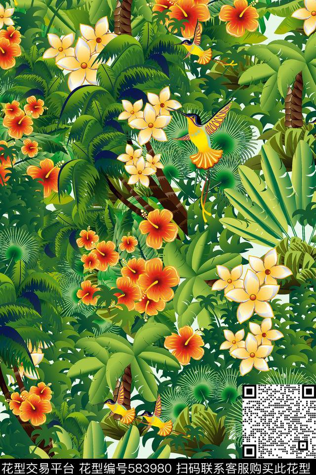 樟树椰子树树叶传统印花华亿平台下载（图片编号: 583980） - 瓦栏（Walan）