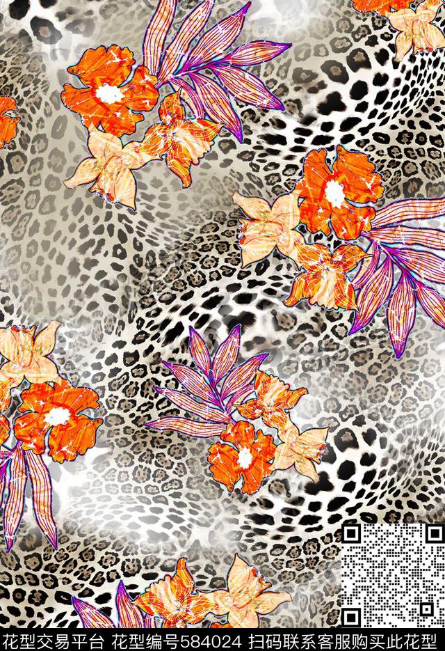 动物纹花卉数码印花华亿平台下载（图片编号: 584024） - 瓦栏（Walan）